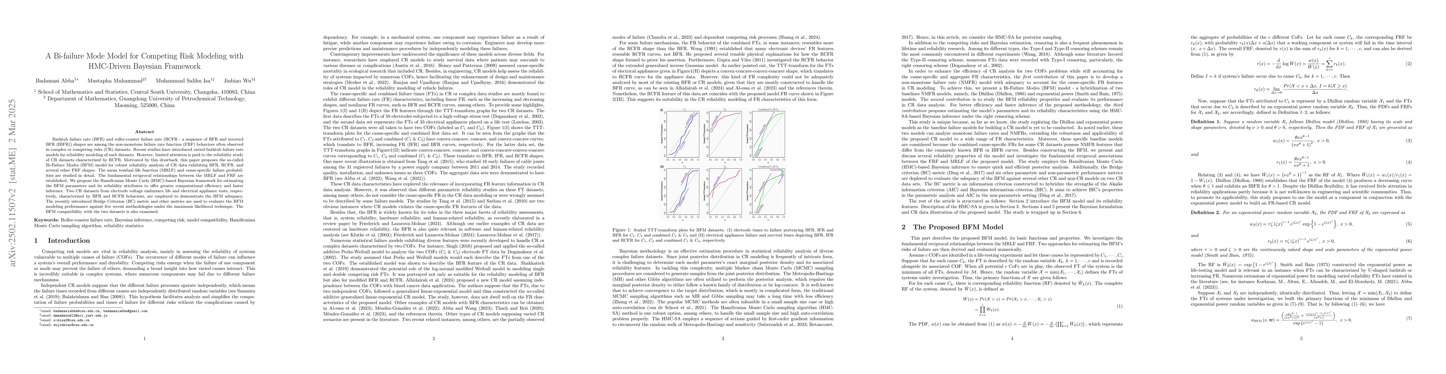 Thumbnail for A Bi-failure Mode Model for Competing Risk Modeling with HMC-Driven
  Bayesian Framework