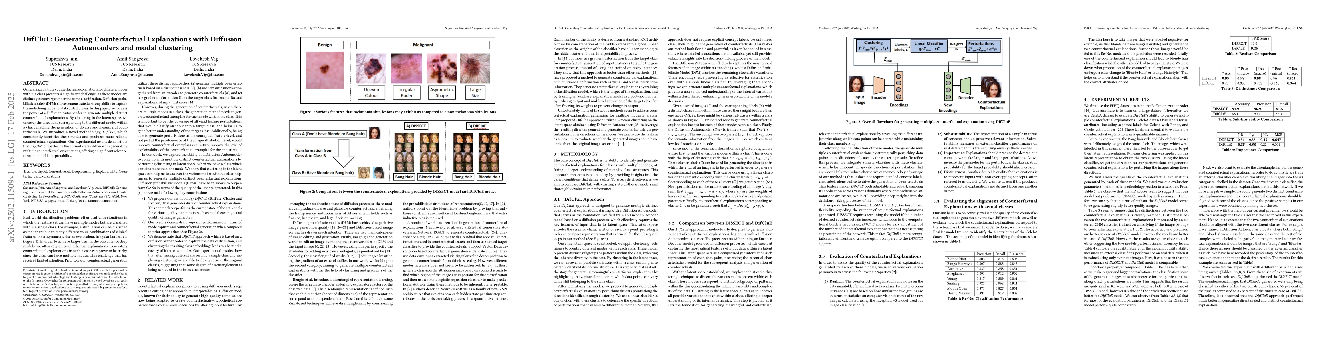 Thumbnail for DifCluE: Generating Counterfactual Explanations with Diffusion
  Autoencoders and modal clustering