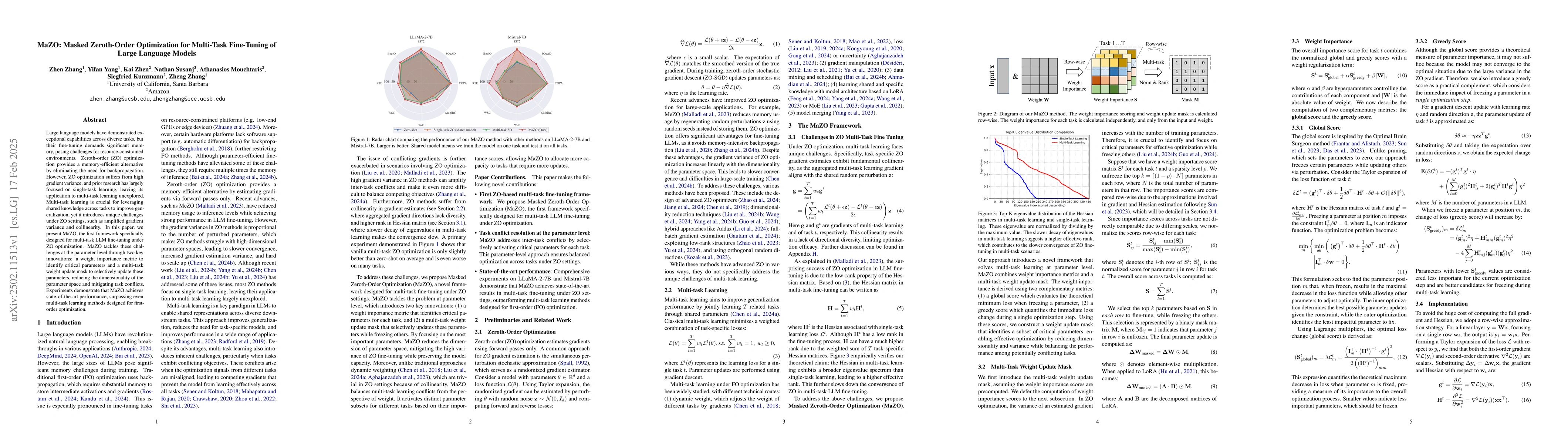 Thumbnail for MaZO: Masked Zeroth-Order Optimization for Multi-Task Fine-Tuning of
  Large Language Models