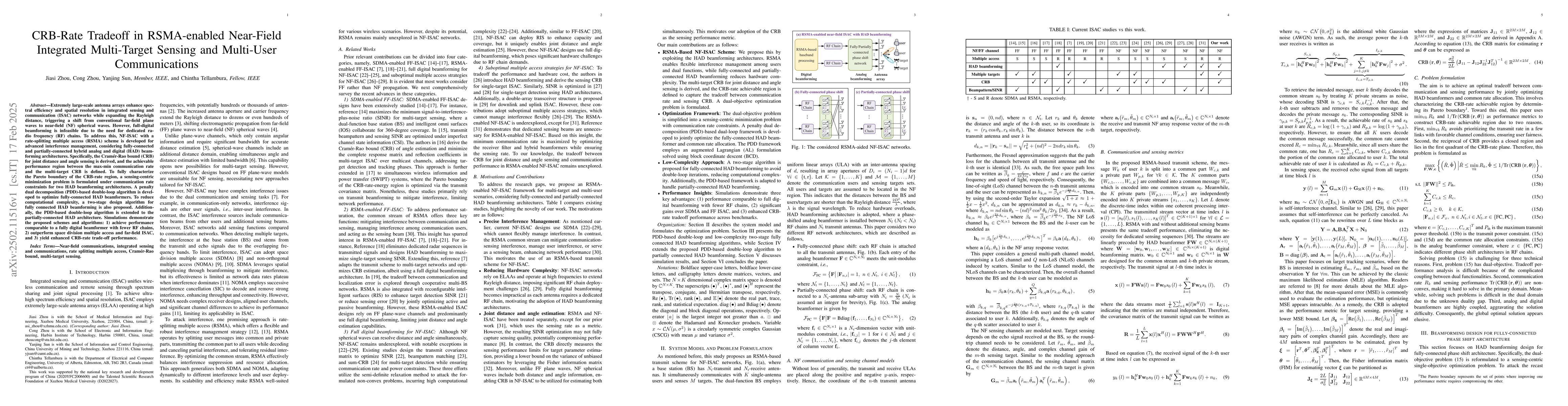 Thumbnail for CRB-Rate Tradeoff in RSMA-enabled Near-Field Integrated Multi-Target
  Sensing and Multi-User Communications