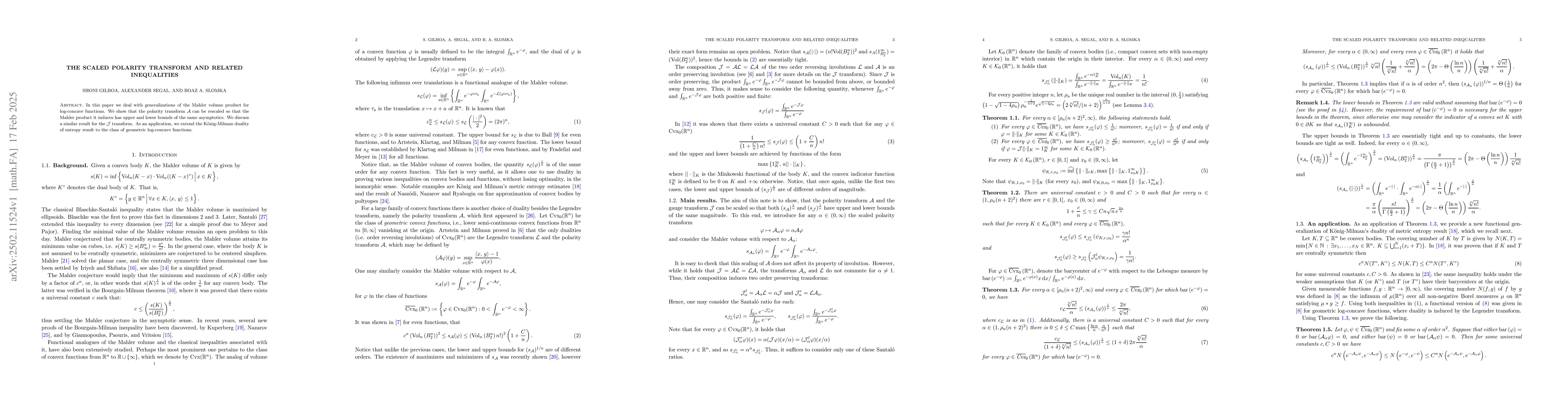 Thumbnail for The Scaled Polarity transform and related inequalities