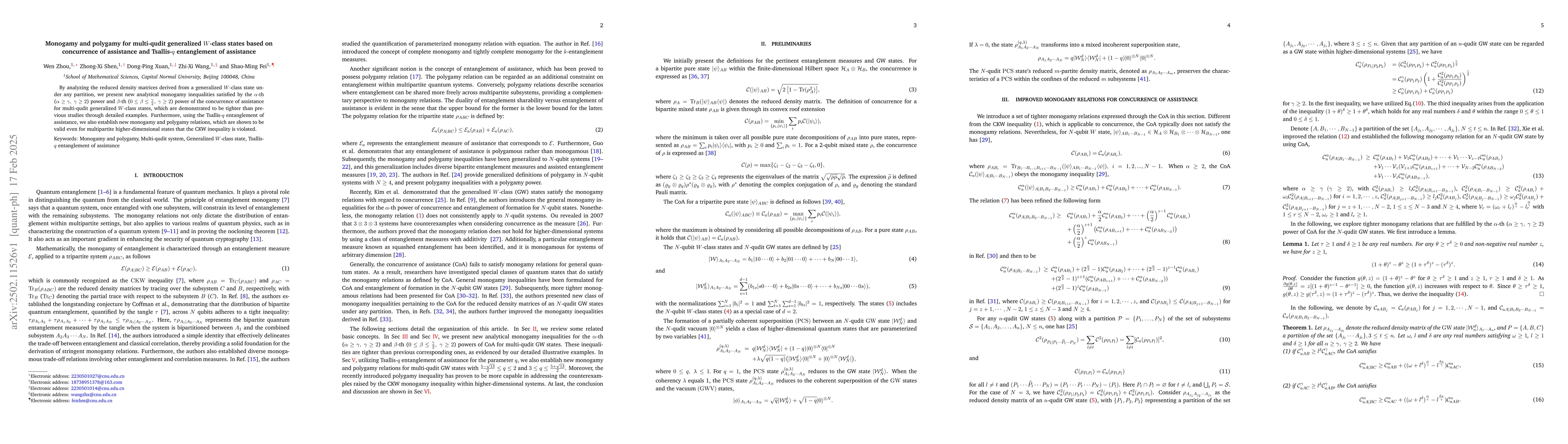 Thumbnail for Monogamy and polygamy for multi-qudit generalized $W$-class states based
  on concurrence of assistance and Tsallis-$q$ entanglement of assistance