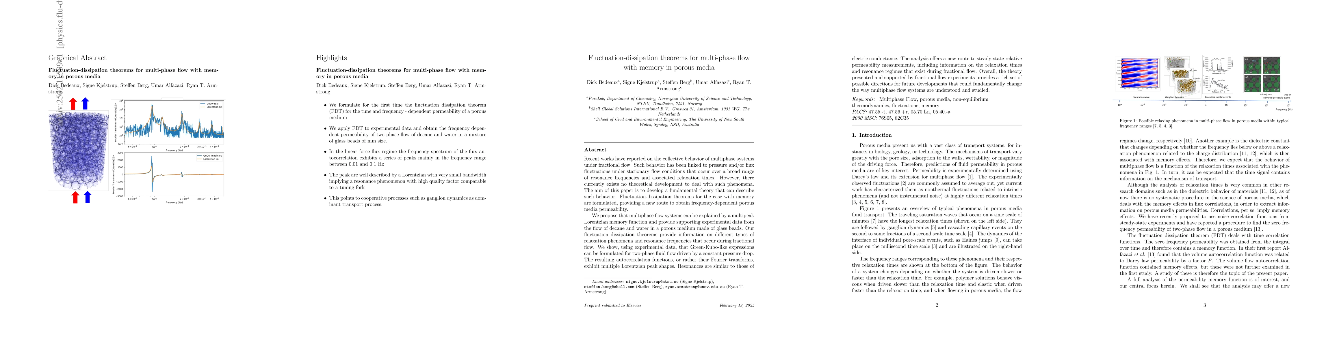 Thumbnail for Fluctuation-dissipation theorems for multi-phase flow with memory in
  porous media