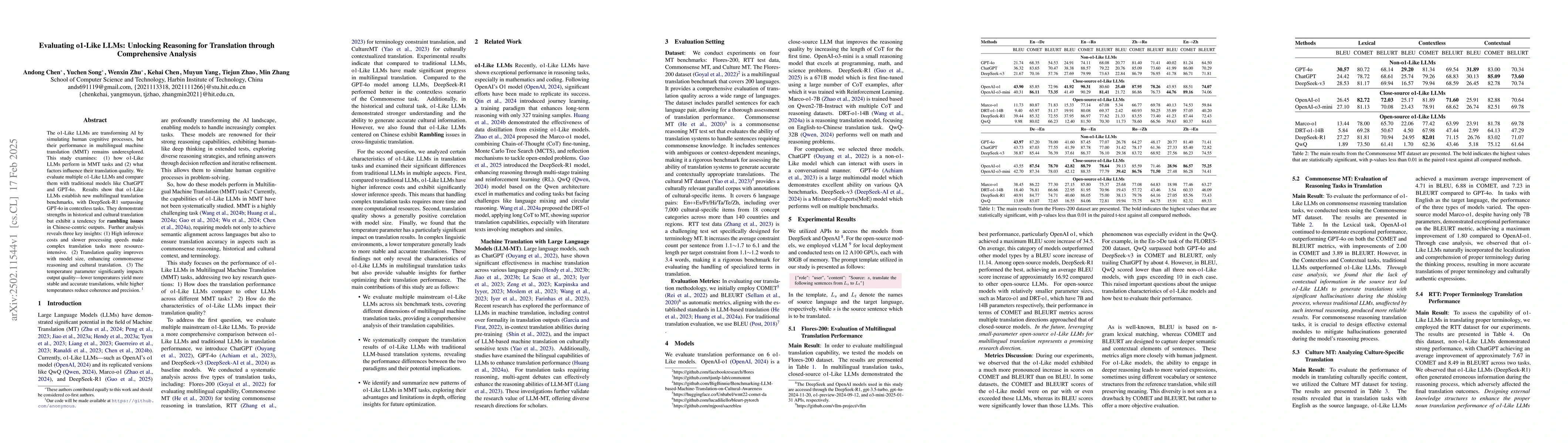 Thumbnail for Evaluating o1-Like LLMs: Unlocking Reasoning for Translation through
  Comprehensive Analysis