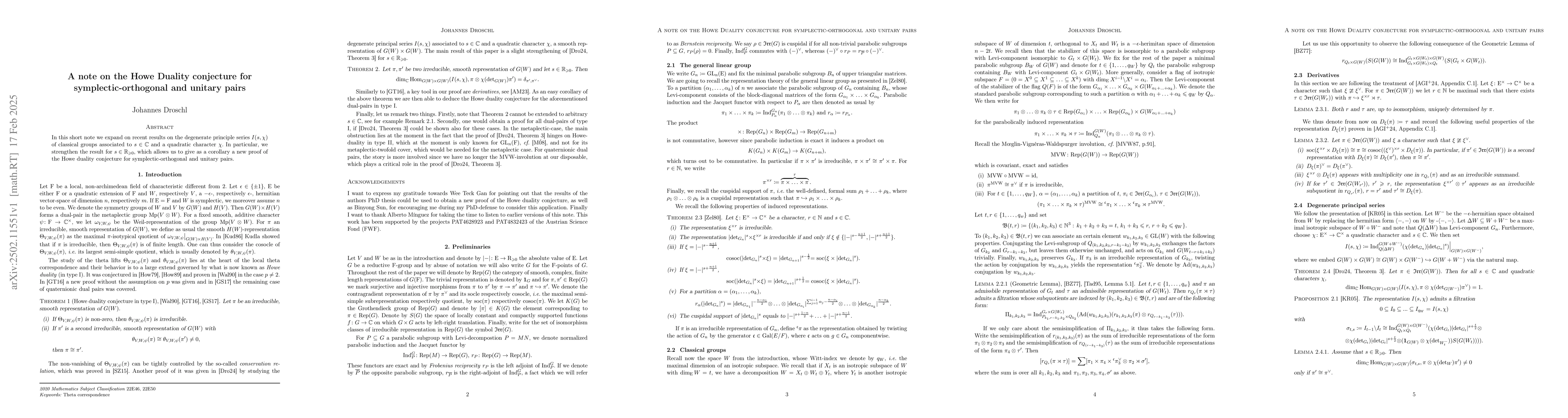 Thumbnail for A note on the Howe Duality conjecture for symplectic-orthogonal and
  unitary pairs