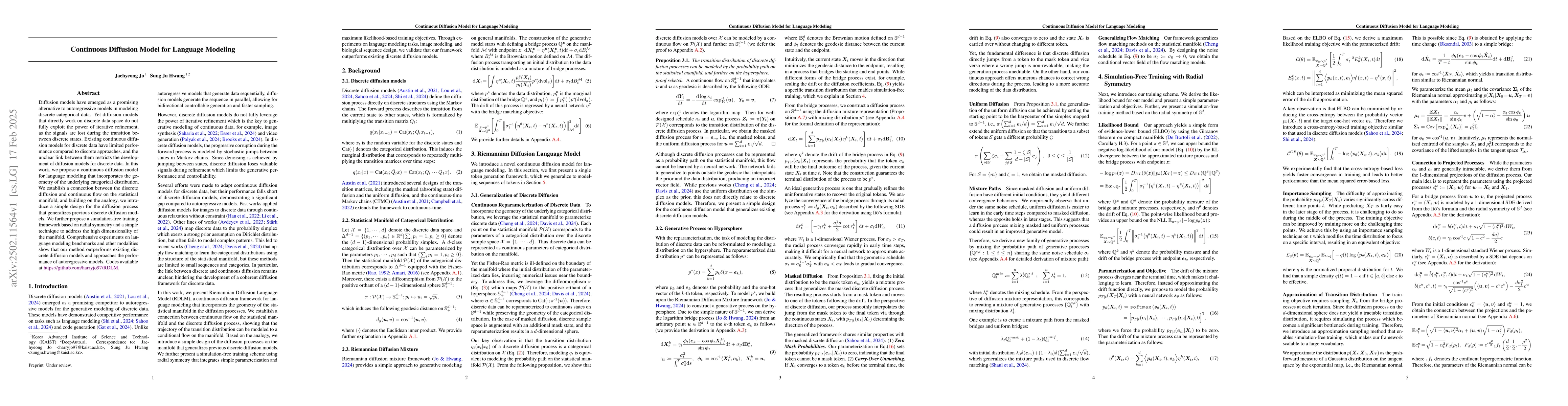 Thumbnail for Continuous Diffusion Model for Language Modeling