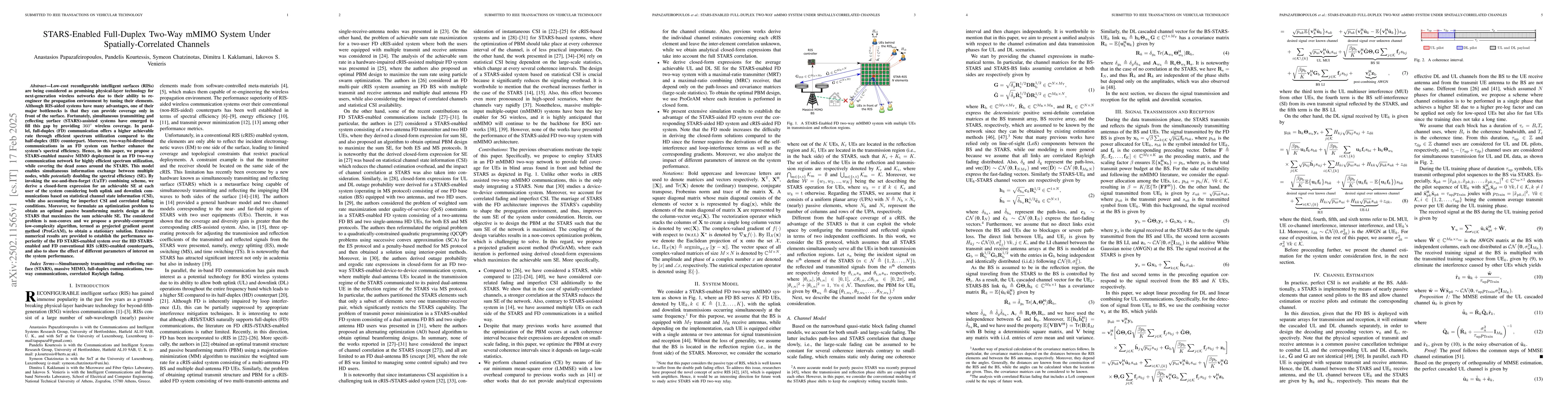 Thumbnail for STARS-Enabled Full-Duplex Two-Way mMIMO System Under
  Spatially-Correlated Channels