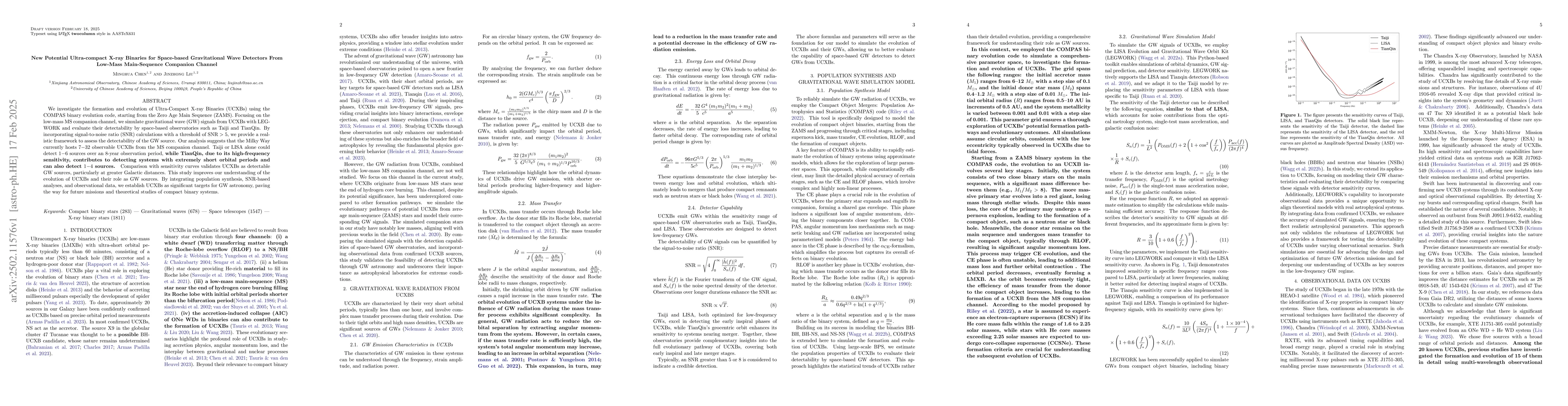 Thumbnail for New Potential Ultra-compact X-ray Binaries for Space-based Gravitational
  Wave Detectors From Low-Mass Main-Sequence Companion Channel