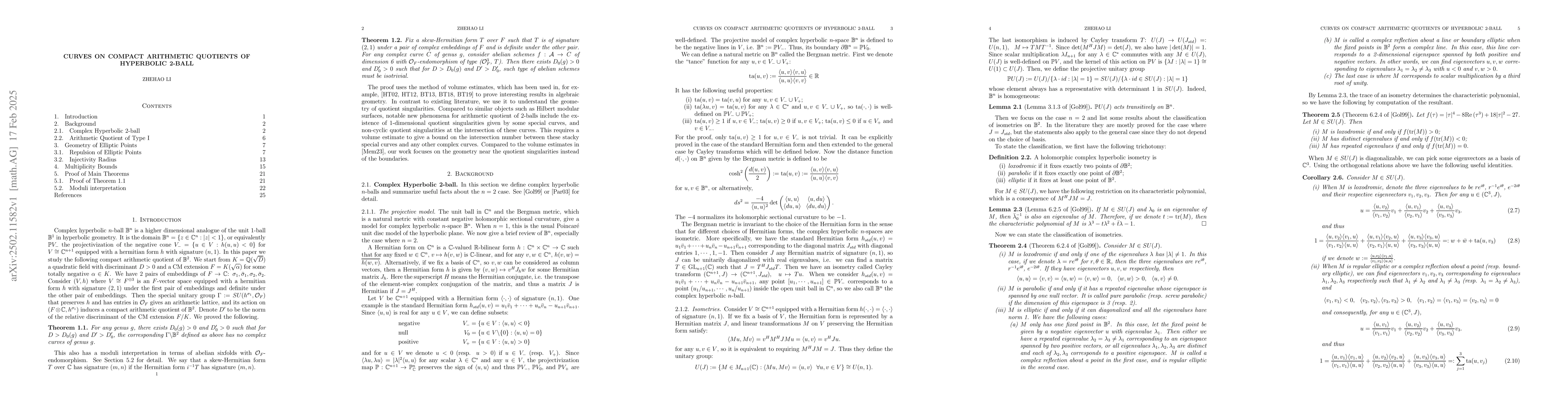 Thumbnail for Curves on Compact Arithmetic Quotients of Hyperbolic 2-ball