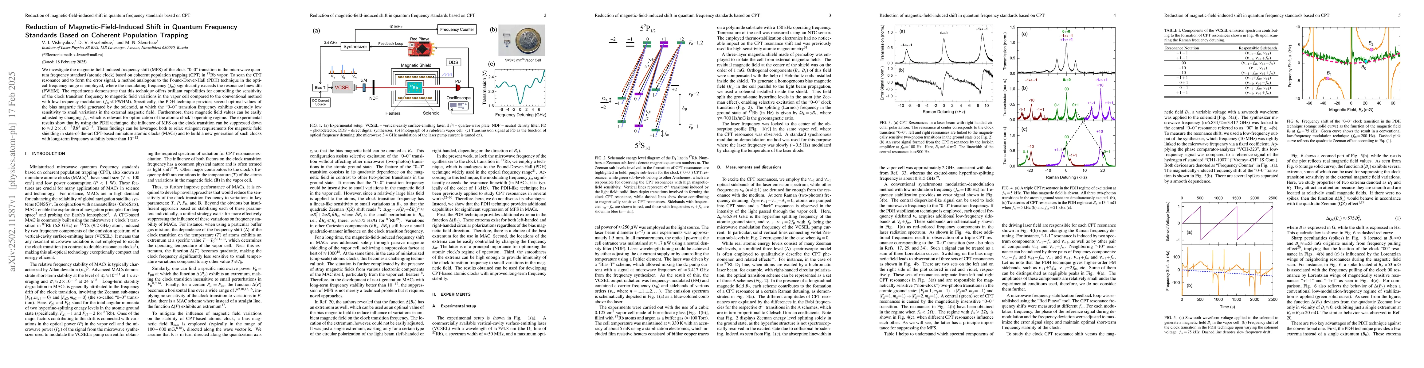 Thumbnail for Reduction of Magnetic-Field-Induced Shift in Quantum Frequency Standards
  Based on Coherent Population Trapping