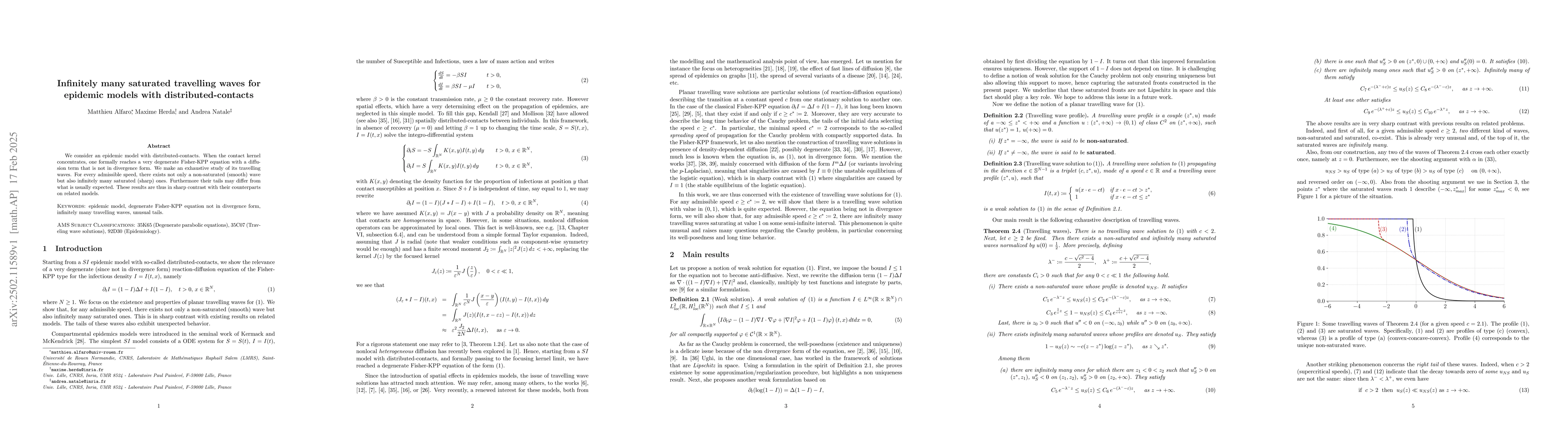 Thumbnail for Infinitely many saturated travelling waves for epidemic models with
  distributed-contacts