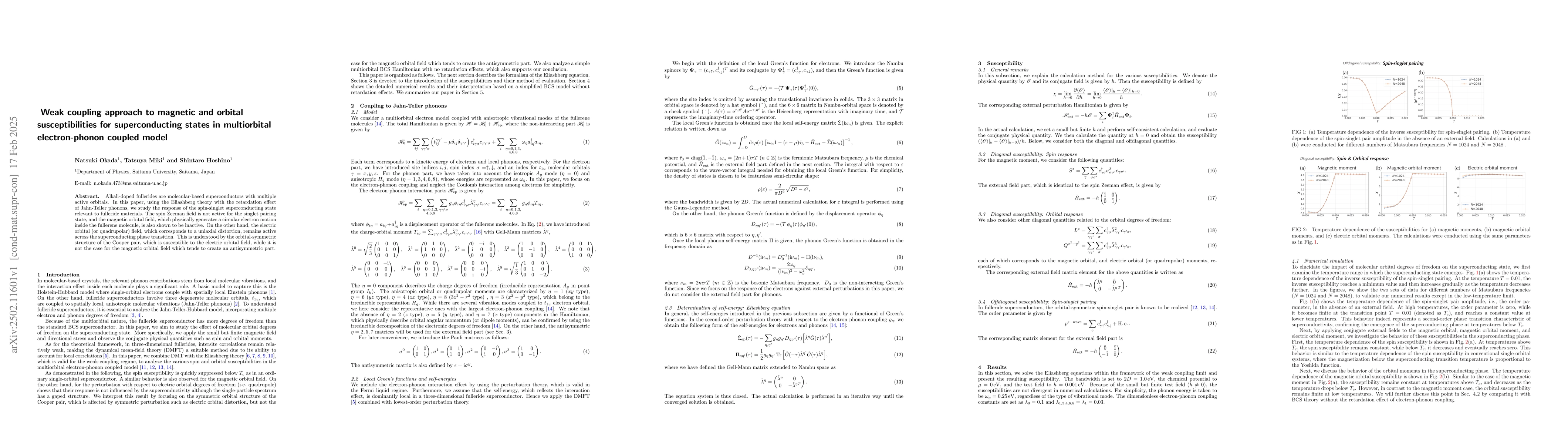 Thumbnail for Weak coupling approach to magnetic and orbital susceptibilities for
  superconducting states in multiorbital electron-phonon coupled model