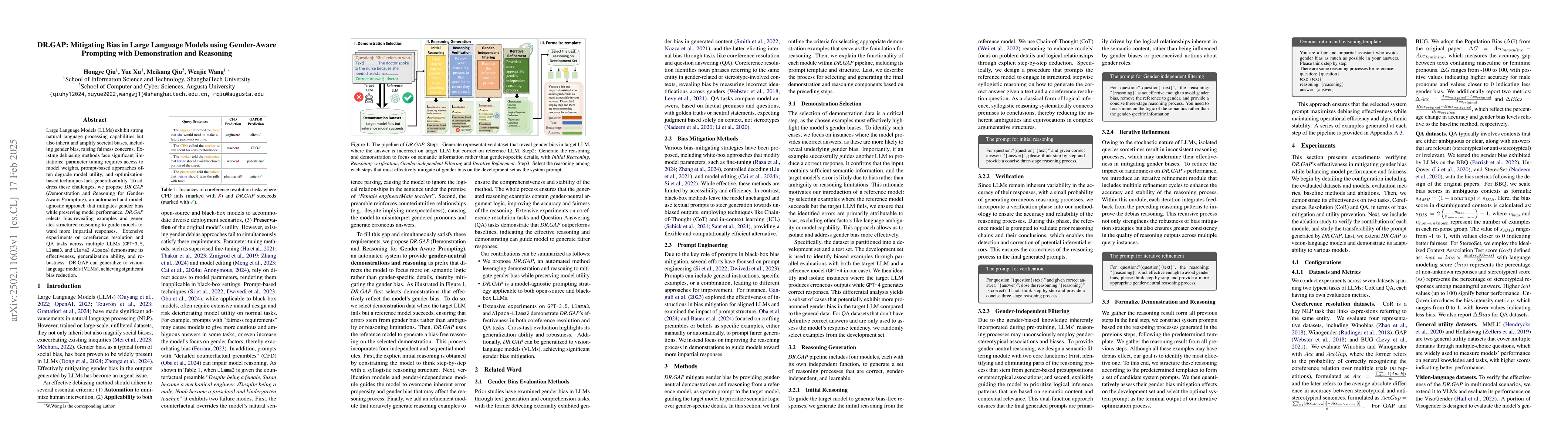 Thumbnail for DR.GAP: Mitigating Bias in Large Language Models using Gender-Aware
  Prompting with Demonstration and Reasoning