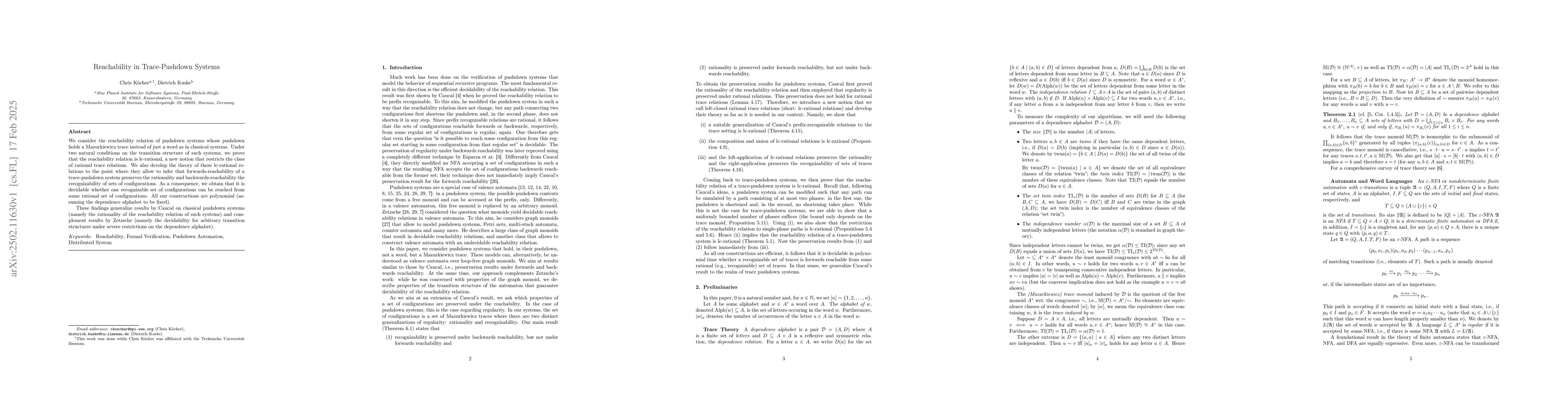 Thumbnail for Reachability in Trace-Pushdown Systems