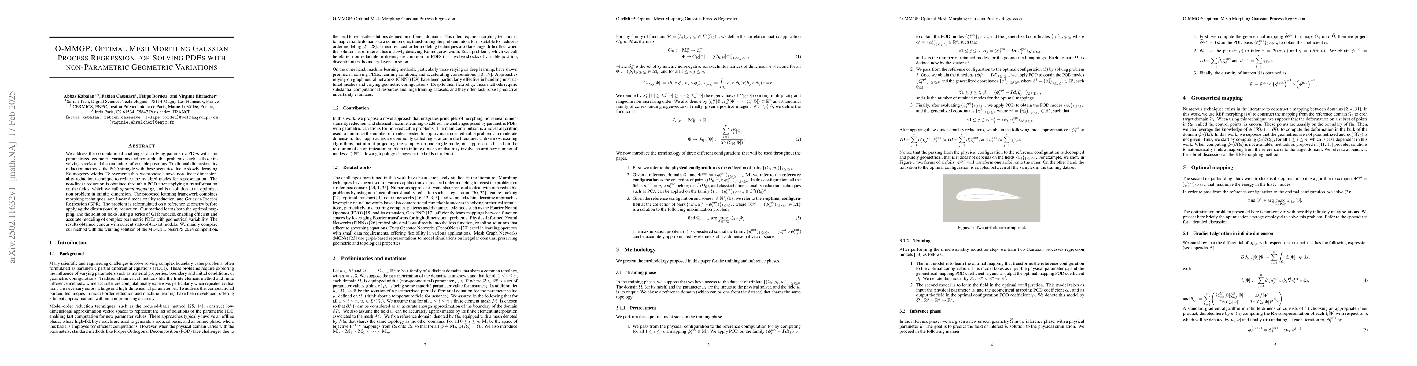 Thumbnail for O-MMGP: Optimal Mesh Morphing Gaussian Process Regression for Solving
  PDEs with non-Parametric Geometric Variations