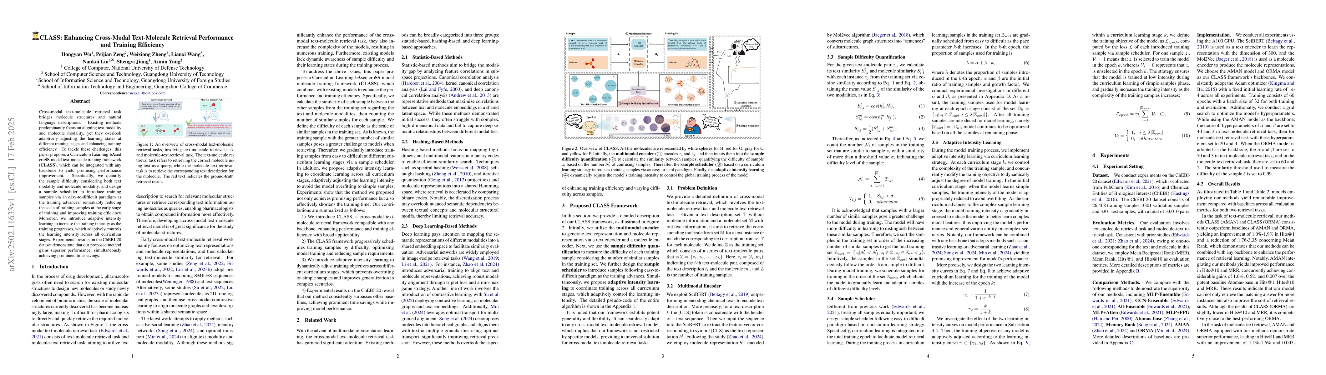 Thumbnail for CLASS: Enhancing Cross-Modal Text-Molecule Retrieval Performance and
  Training Efficiency