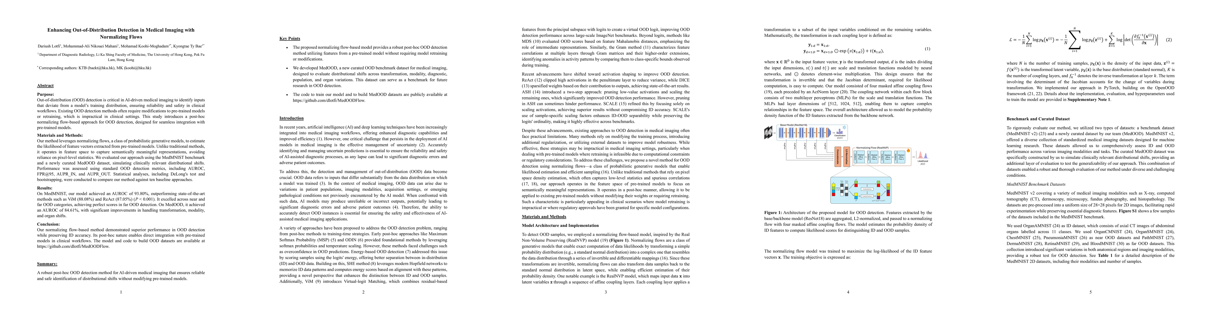 Thumbnail for Enhancing Out-of-Distribution Detection in Medical Imaging with
  Normalizing Flows