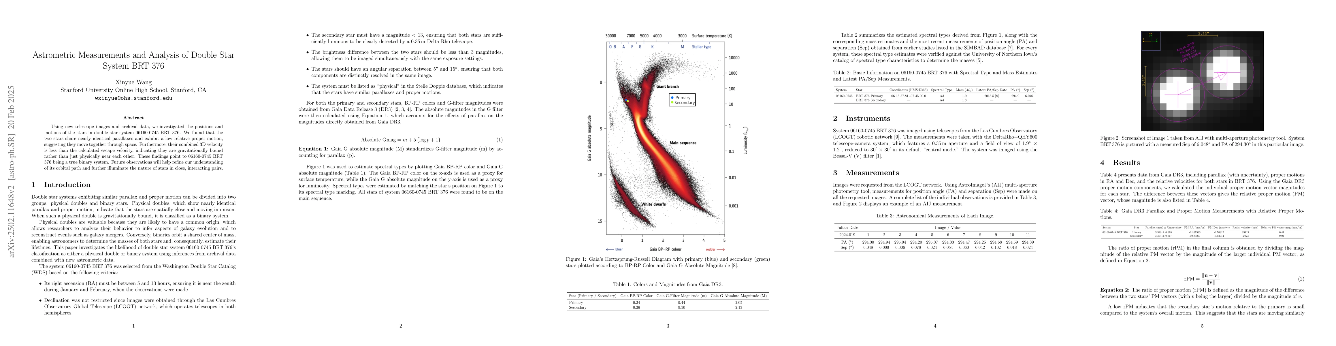 Thumbnail for Astrometric Measurements and Analysis of Double Star System BRT 376