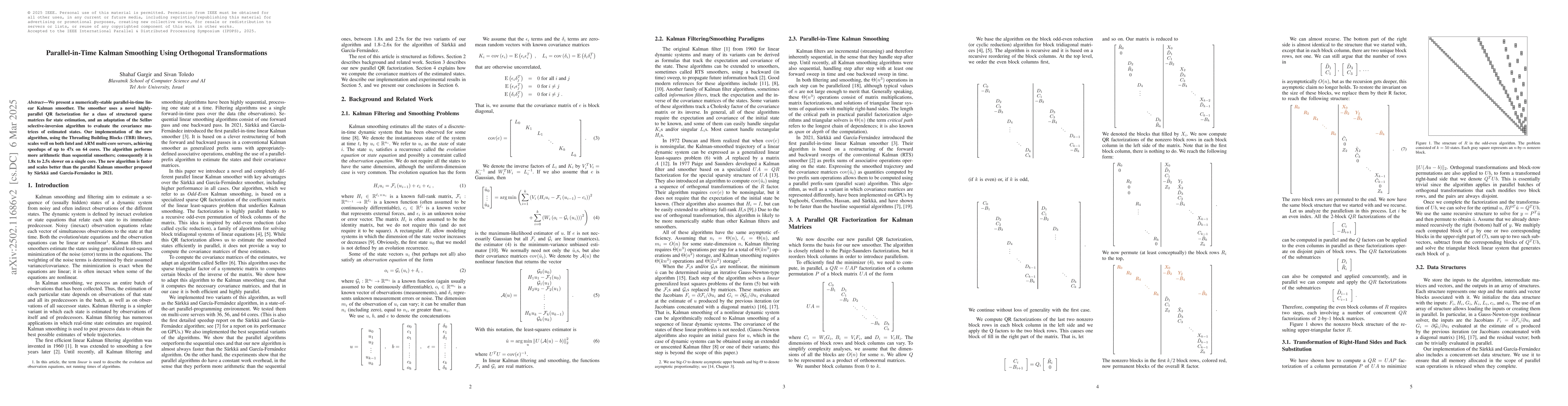 Thumbnail for Parallel-in-Time Kalman Smoothing Using Orthogonal Transformations