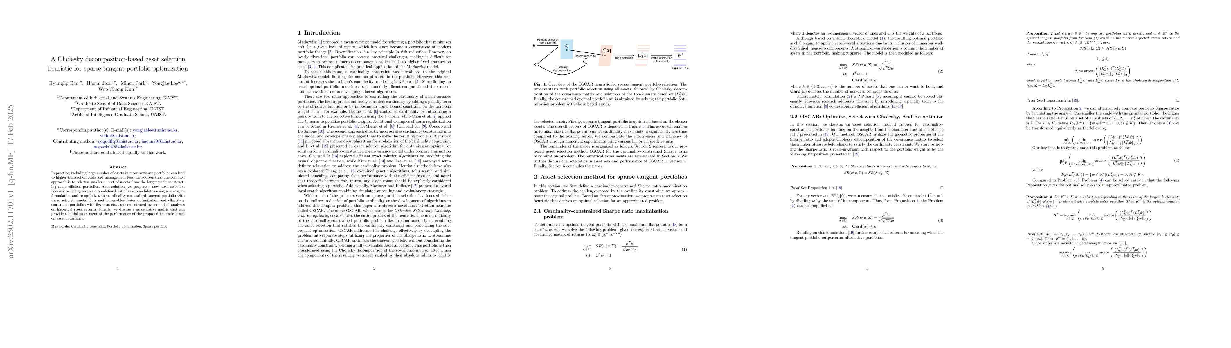 Thumbnail for A Cholesky decomposition-based asset selection heuristic for sparse
  tangent portfolio optimization