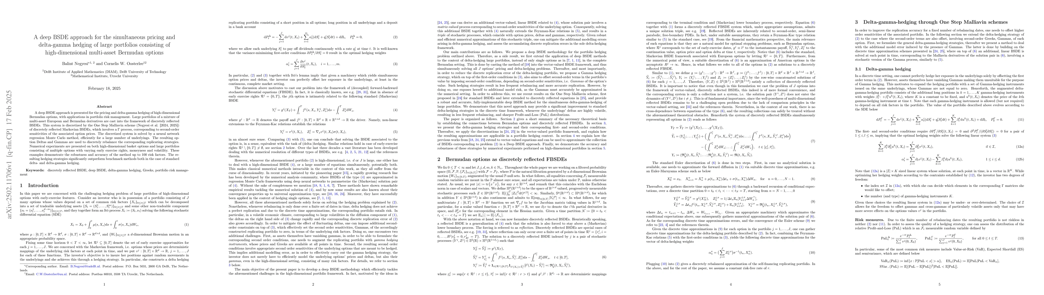 Thumbnail for A deep BSDE approach for the simultaneous pricing and delta-gamma
  hedging of large portfolios consisting of high-dimensional multi-asset
  Bermudan options