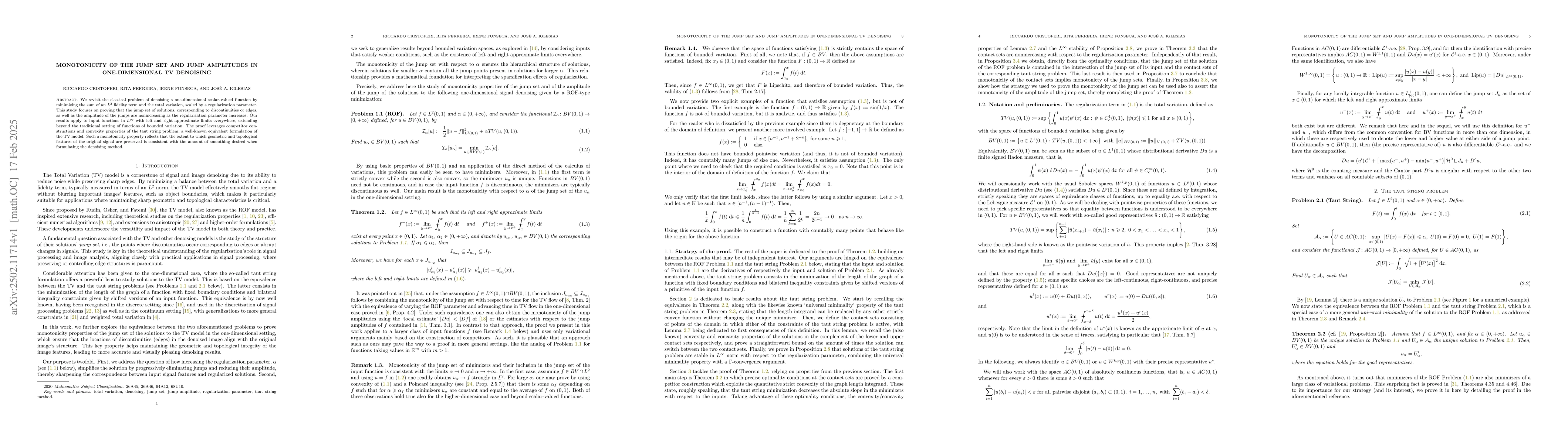 Thumbnail for Monotonicity of the jump set and jump amplitudes in one-dimensional TV
  denoising