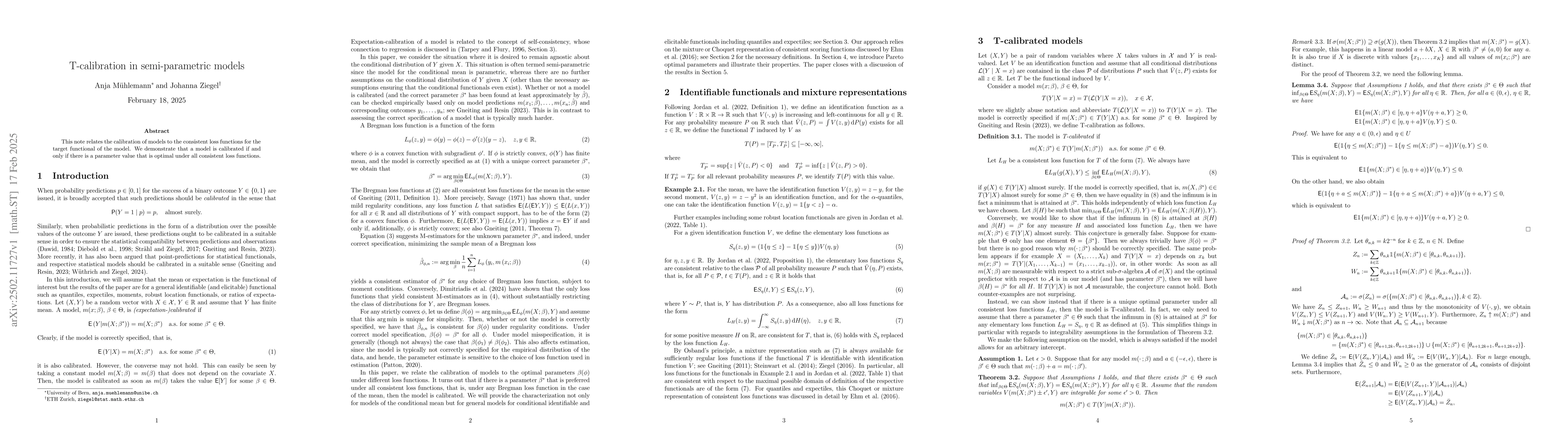 Thumbnail for T-calibration in semi-parametric models