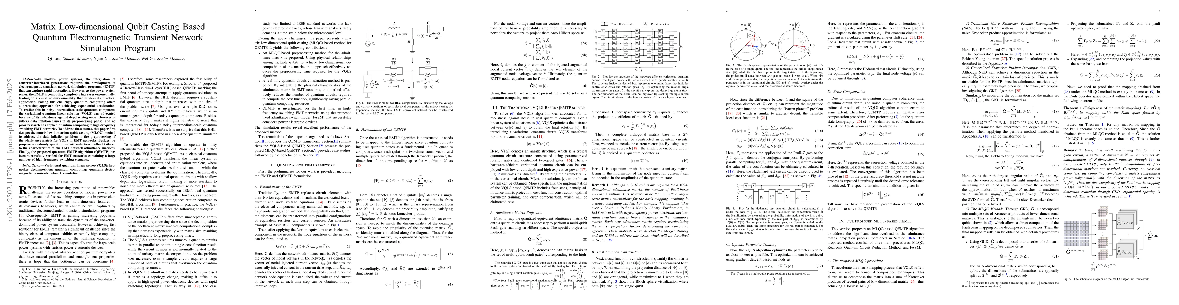 Thumbnail for Matrix Low-dimensional Qubit Casting Based Quantum Electromagnetic
  Transient Network Simulation Program