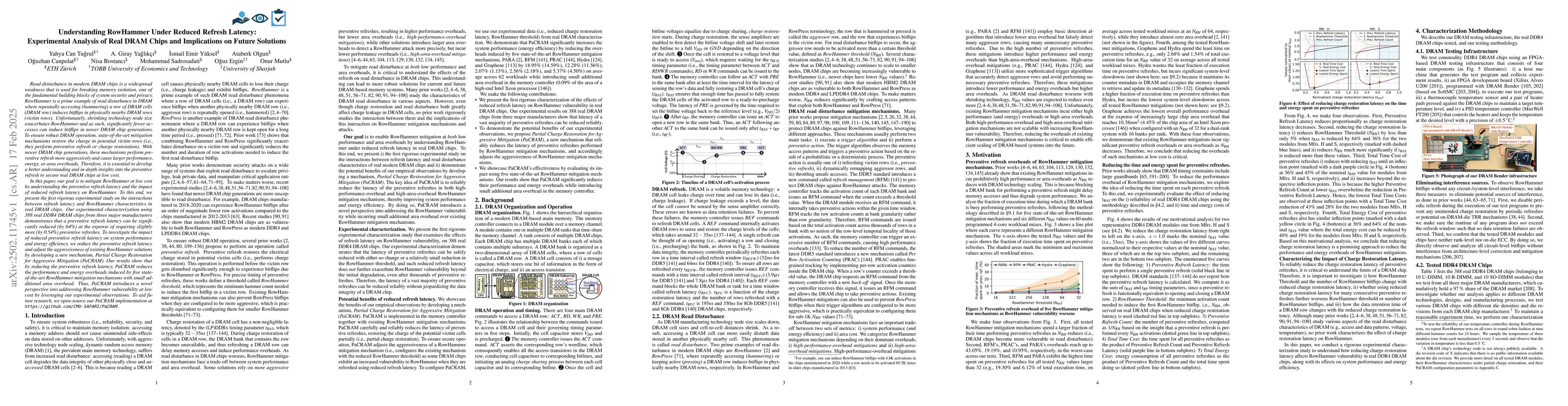 Thumbnail for Understanding RowHammer Under Reduced Refresh Latency: Experimental
  Analysis of Real DRAM Chips and Implications on Future Solutions