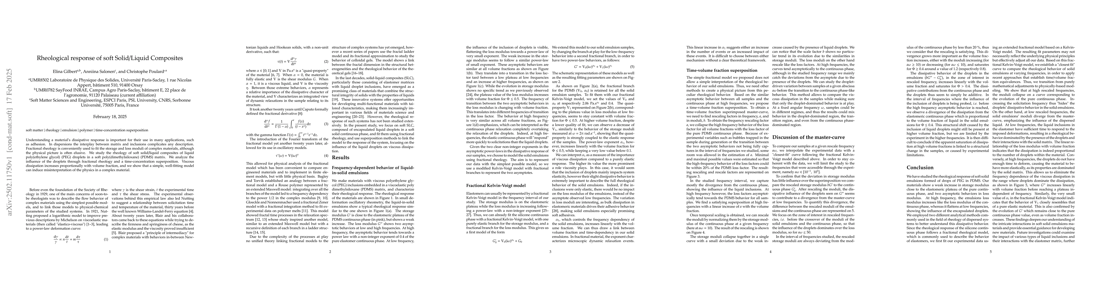 Thumbnail for Rheological response of soft Solid/Liquid Composites