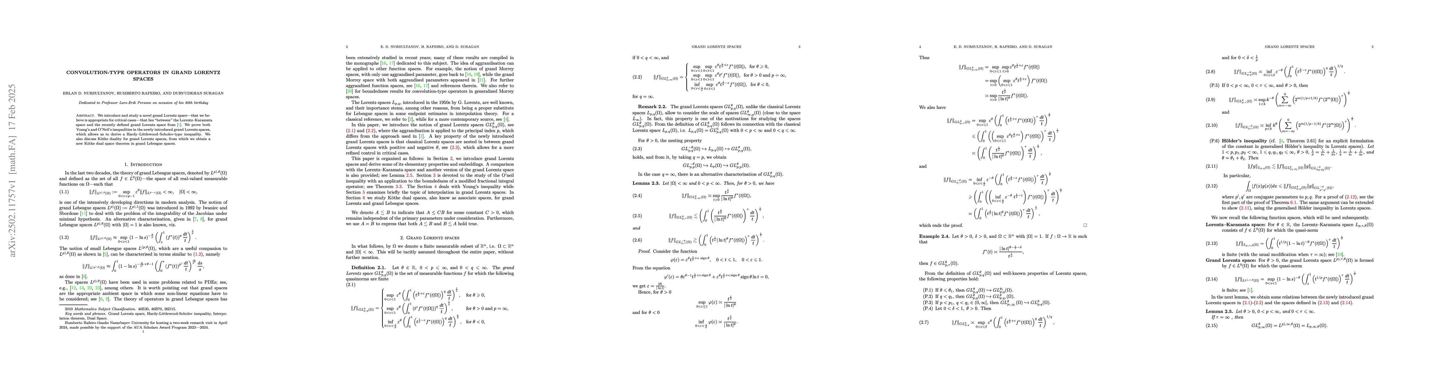 Thumbnail for Convolution-type operators in grand Lorentz spaces