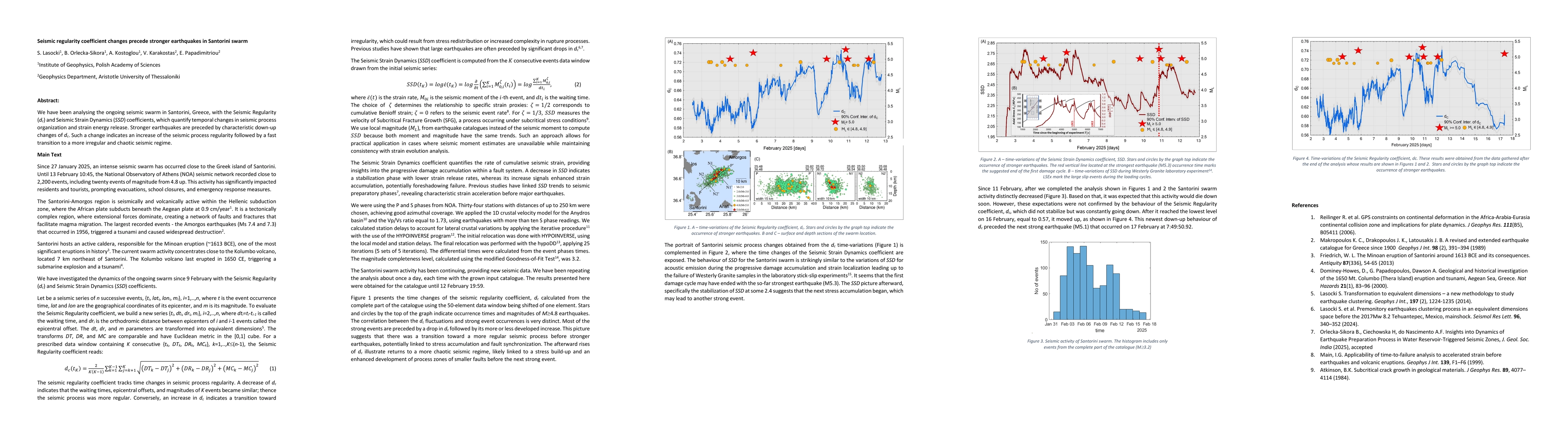 Thumbnail for Seismic regularity coefficient changes precede stronger earthquakes in
  Santorini swarm