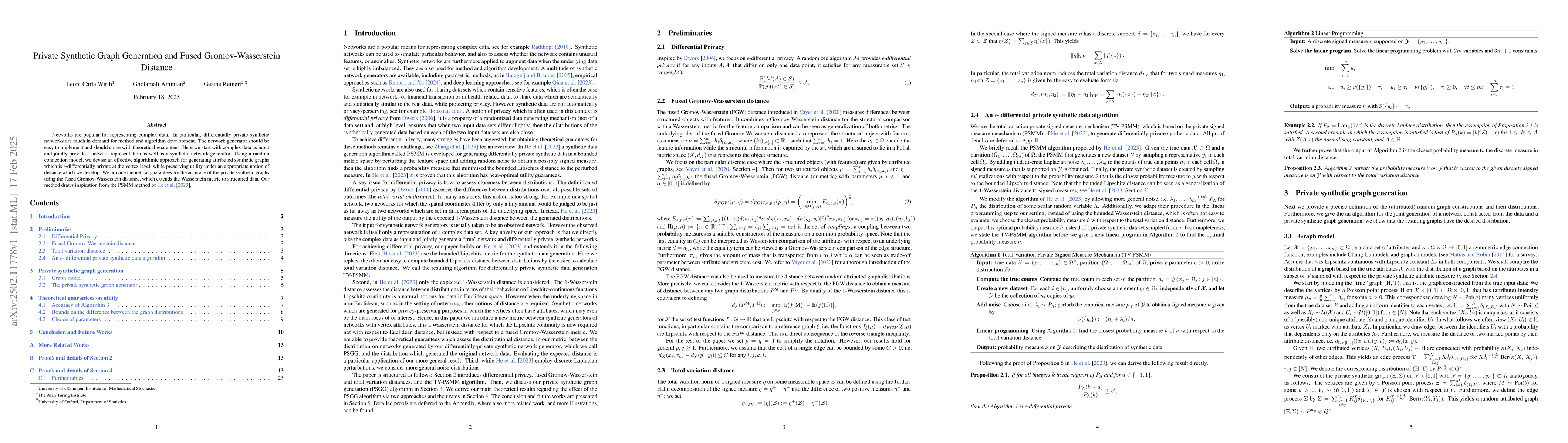 Thumbnail for Private Synthetic Graph Generation and Fused Gromov-Wasserstein Distance