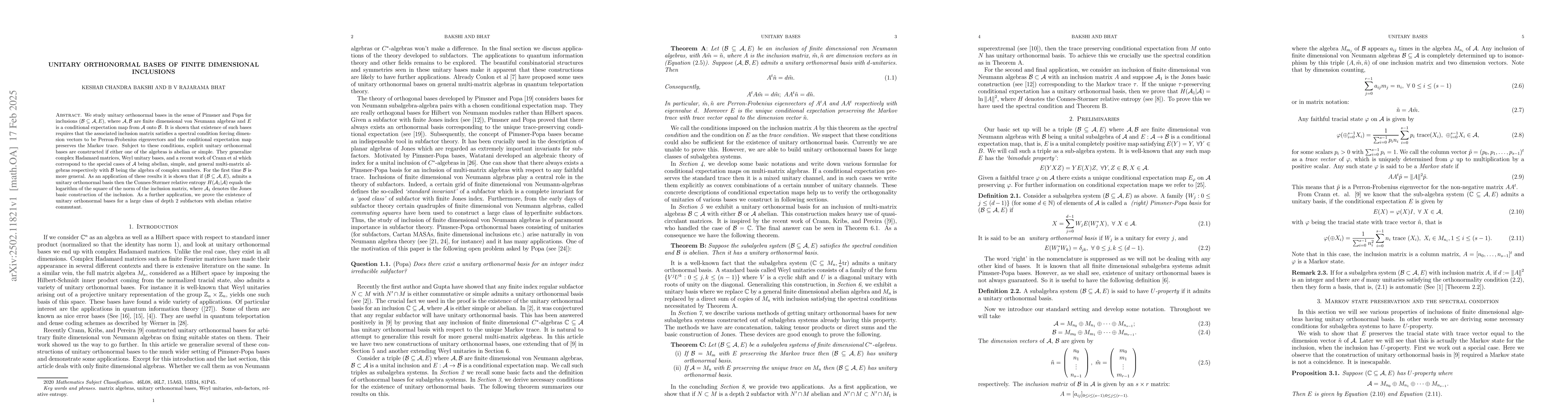 Thumbnail for Unitary orthonormal bases of finite dimensional inclusions