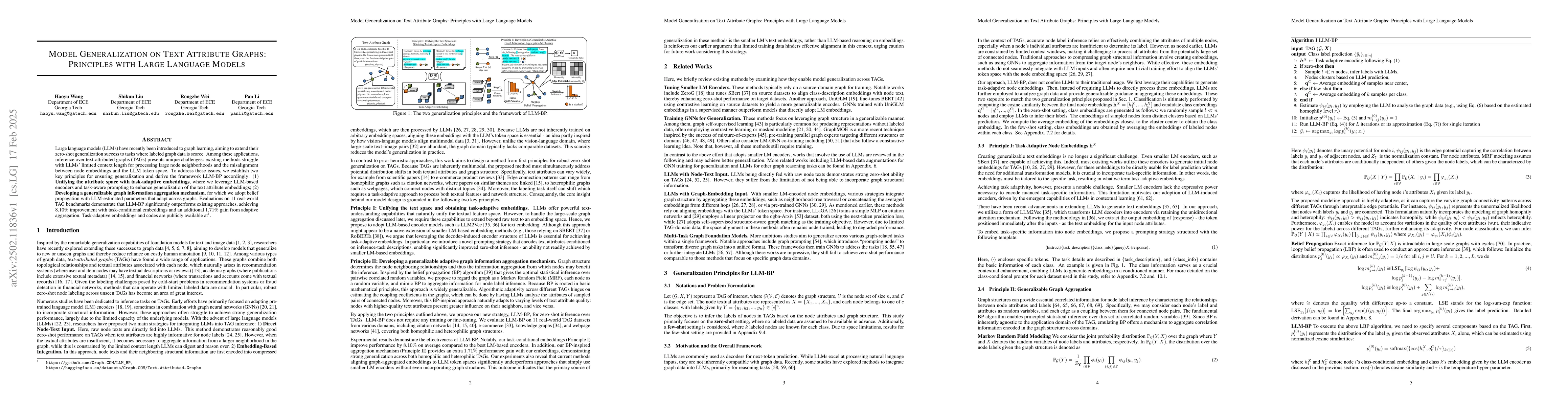 Thumbnail for Model Generalization on Text Attribute Graphs: Principles with Large
  Language Models