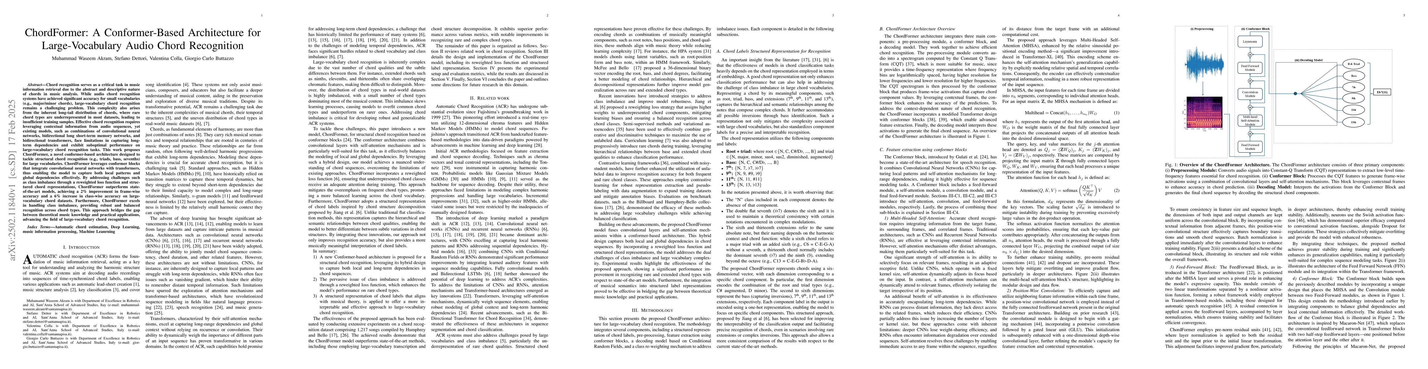 Thumbnail for ChordFormer: A Conformer-Based Architecture for Large-Vocabulary Audio
  Chord Recognition