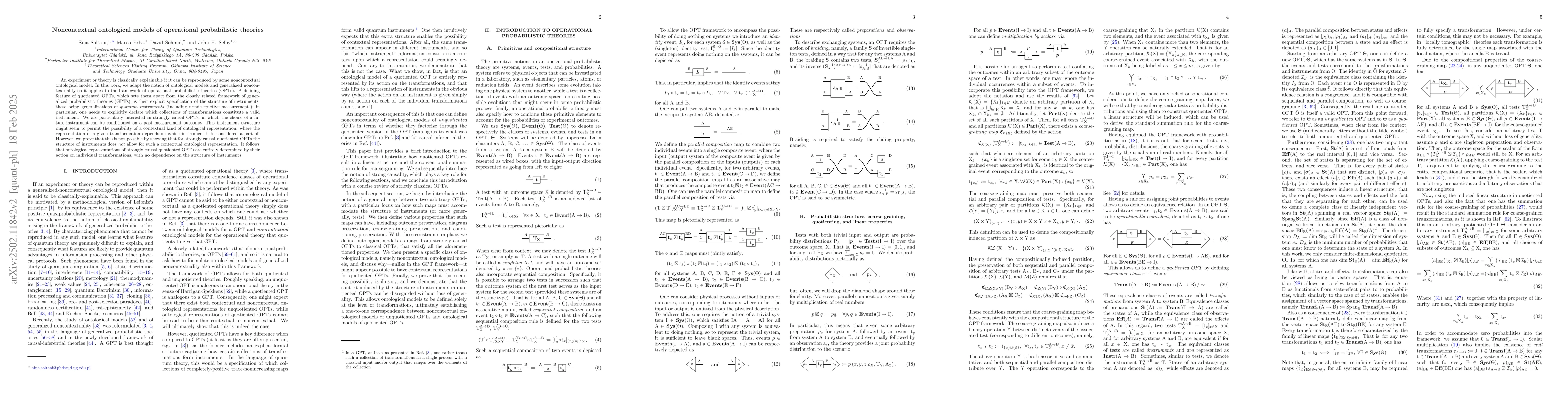 Thumbnail for Noncontextual ontological models of operational probabilistic theories