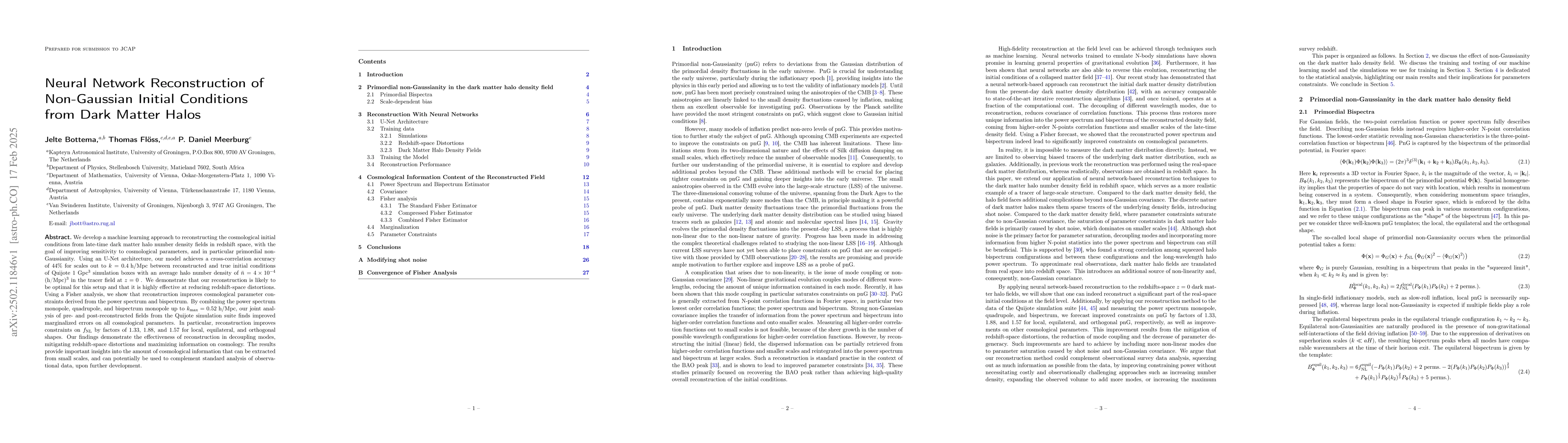 Thumbnail for Neural Network Reconstruction of Non-Gaussian Initial Conditions from
  Dark Matter Halos
