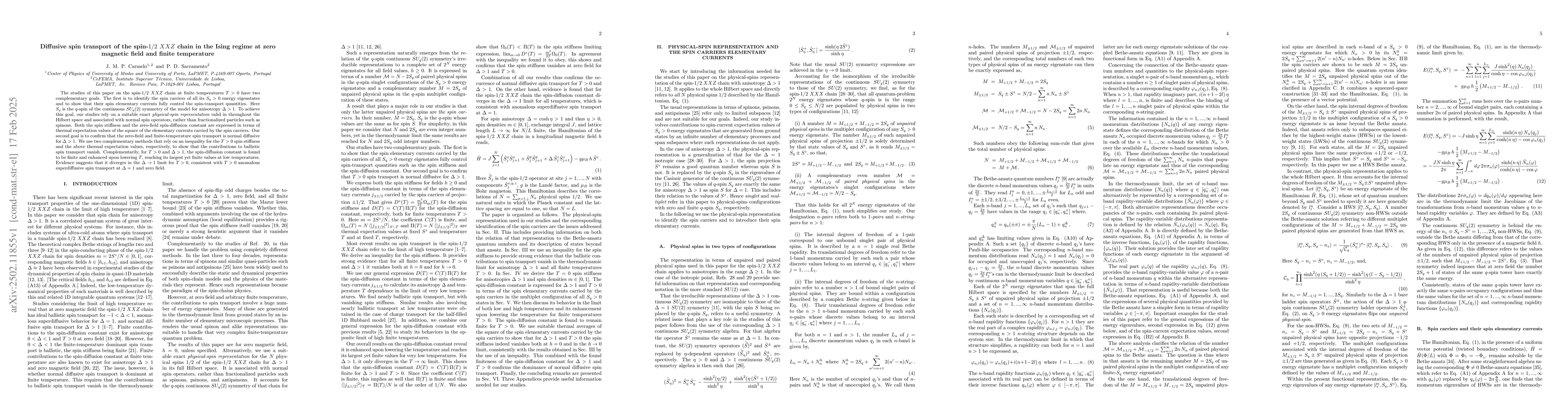 Thumbnail for Diffusive spin transport of the spin-1/2 XXZ chain in the Ising regime
  at zero magnetic field and finite temperature