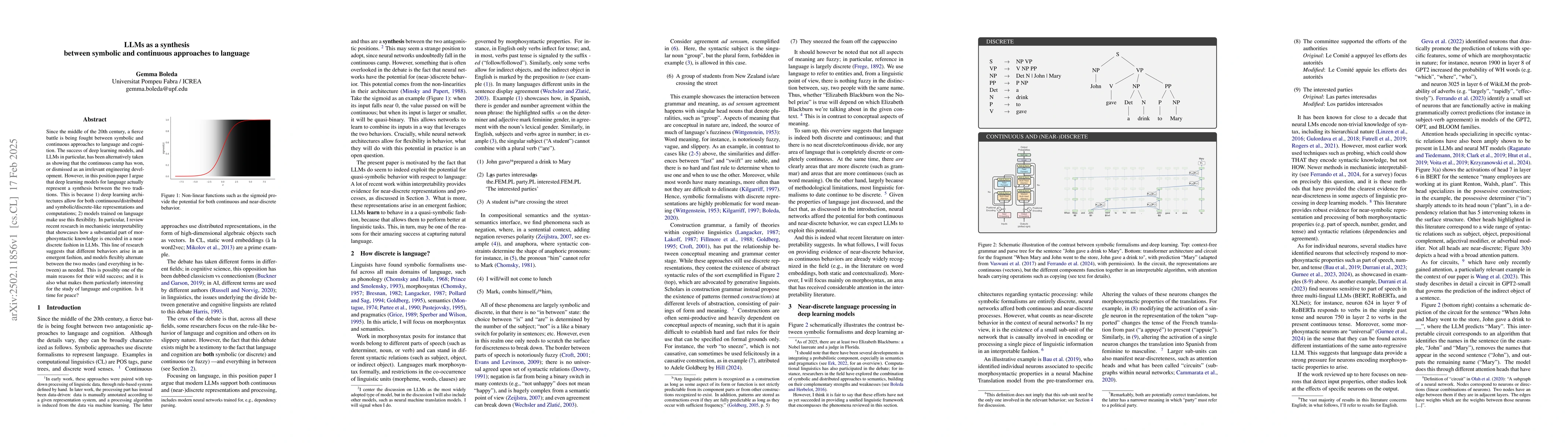 Thumbnail for LLMs as a synthesis between symbolic and continuous approaches to
  language