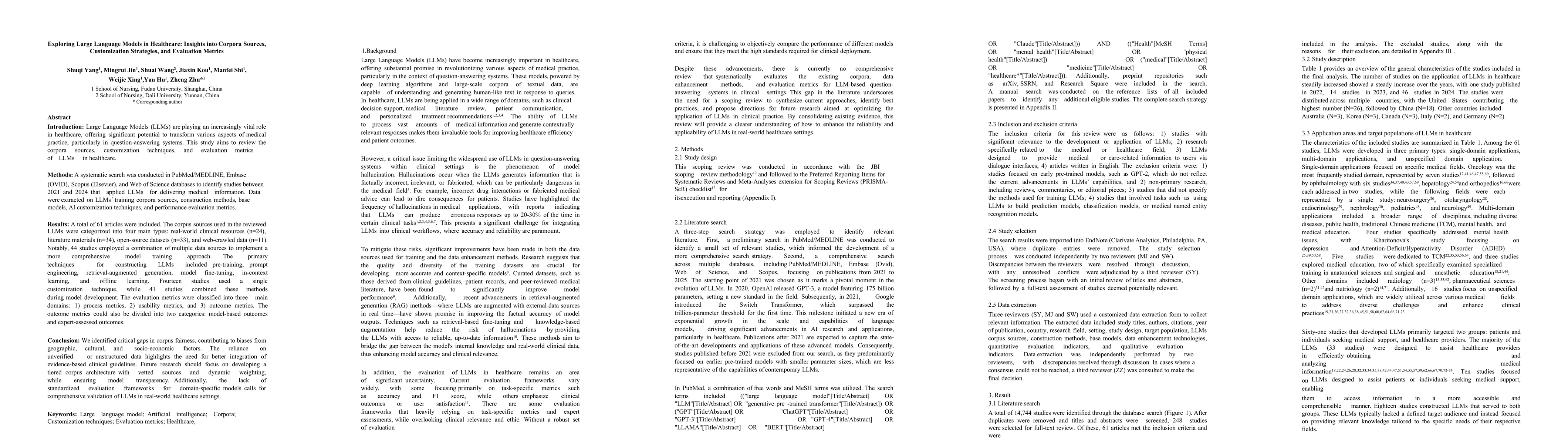 Thumbnail for Exploring Large Language Models in Healthcare: Insights into Corpora
  Sources, Customization Strategies, and Evaluation Metrics