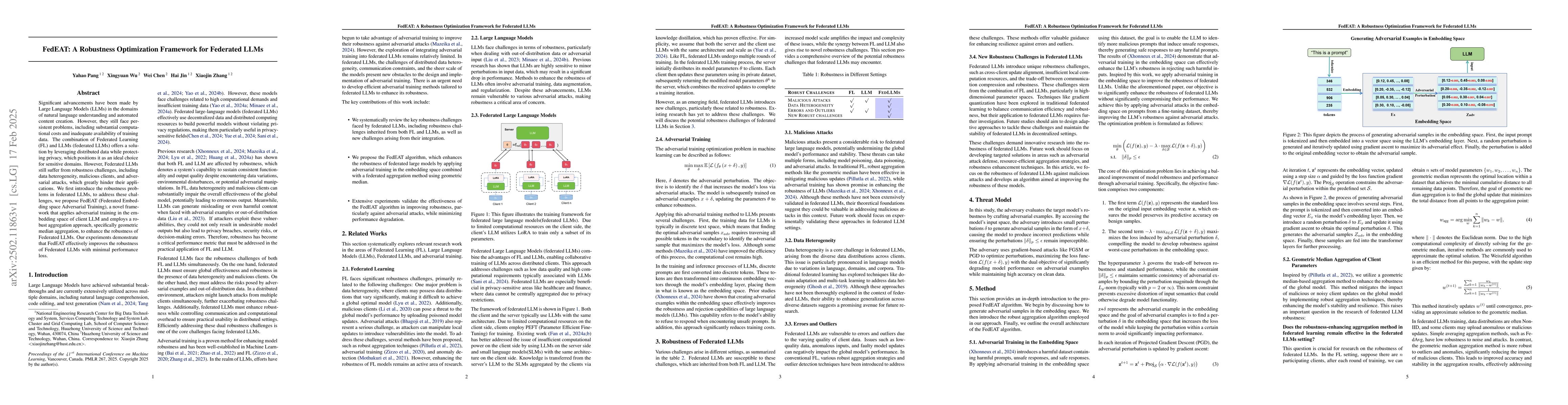 Thumbnail for FedEAT: A Robustness Optimization Framework for Federated LLMs