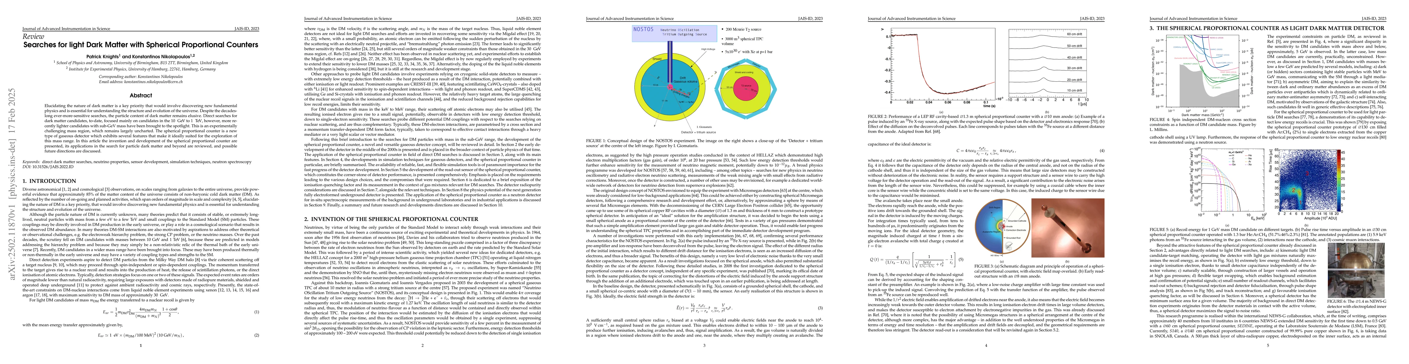 Thumbnail for Searches for light Dark Matter with Spherical Proportional Counters