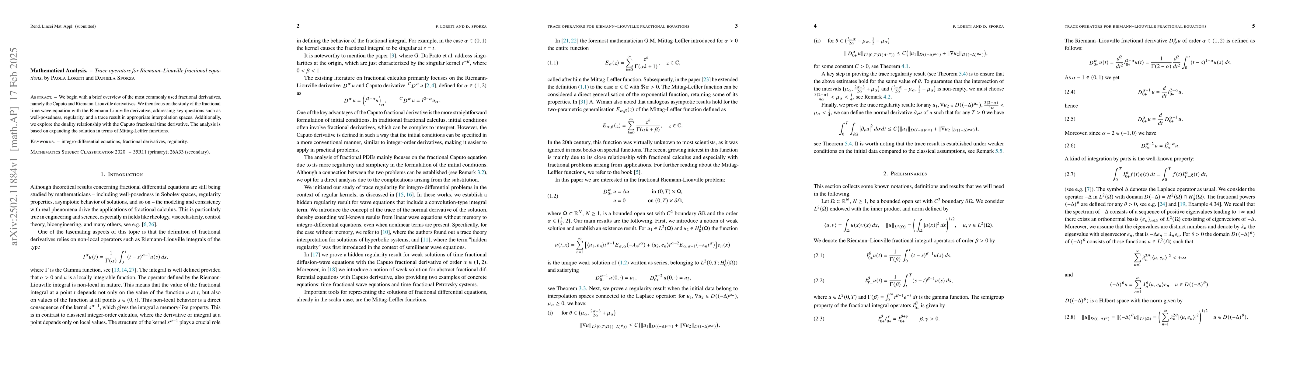 Thumbnail for Trace operators for Riemann--Liouville fractional equations