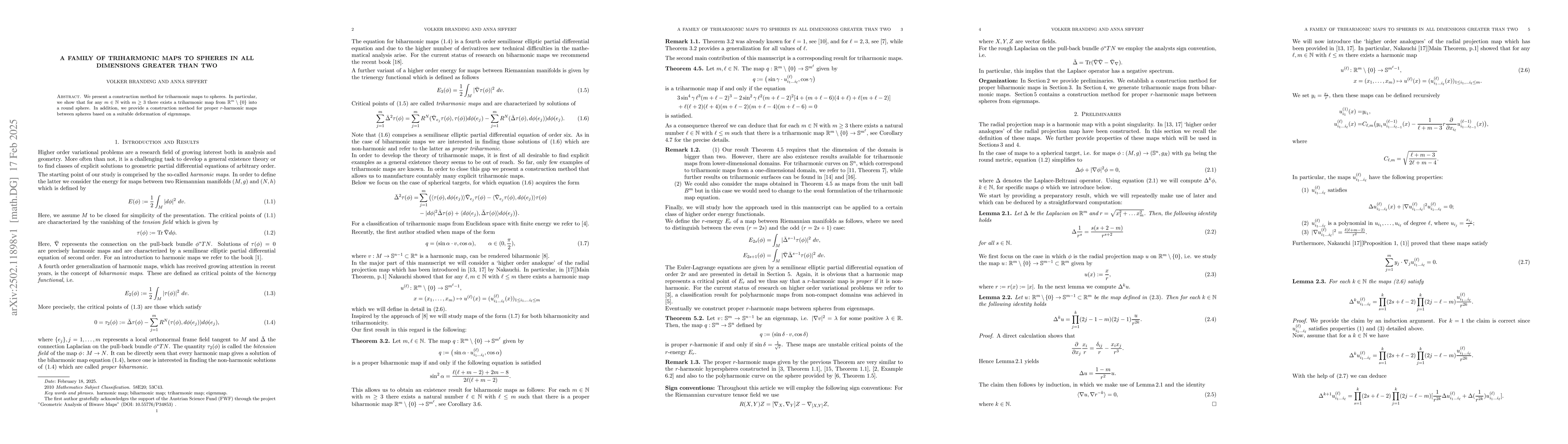 Thumbnail for A family of triharmonic maps to spheres in all dimensions greater than
  two