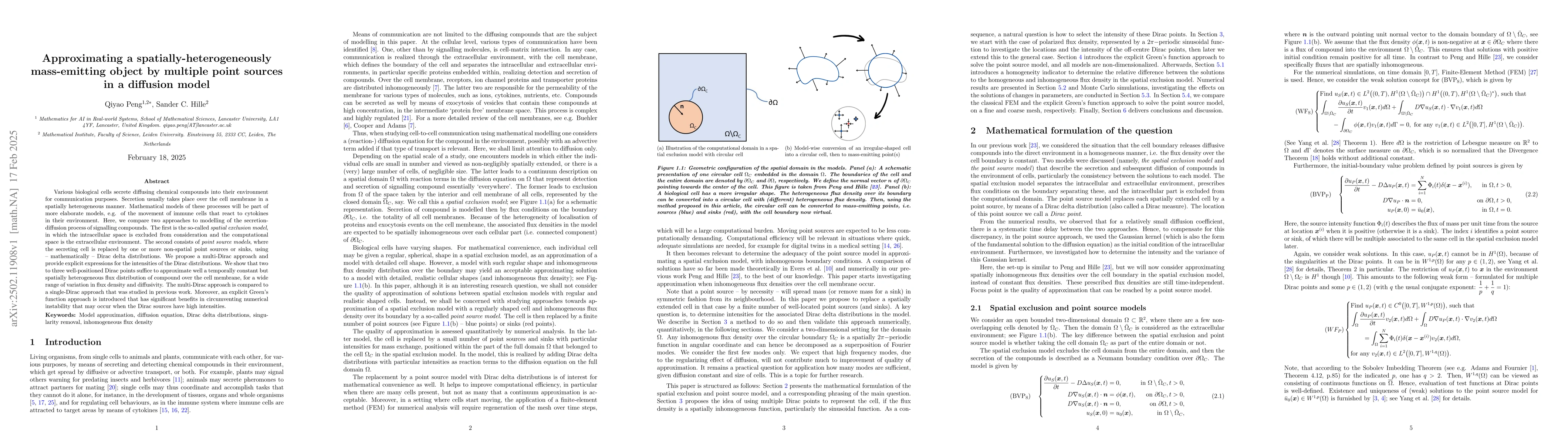 Thumbnail for Approximating a spatially-heterogeneously mass-emitting object by
  multiple point sources in a diffusion model