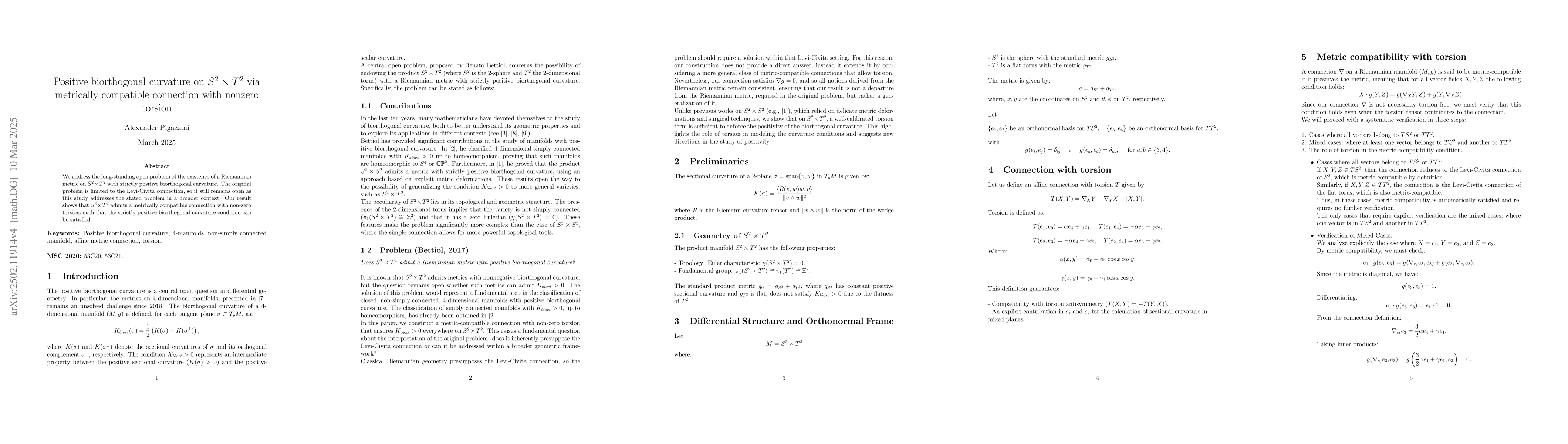 Thumbnail for Positive Biorthogonal Curvature on $S^2 \times T^2$: An open problem no
  more?