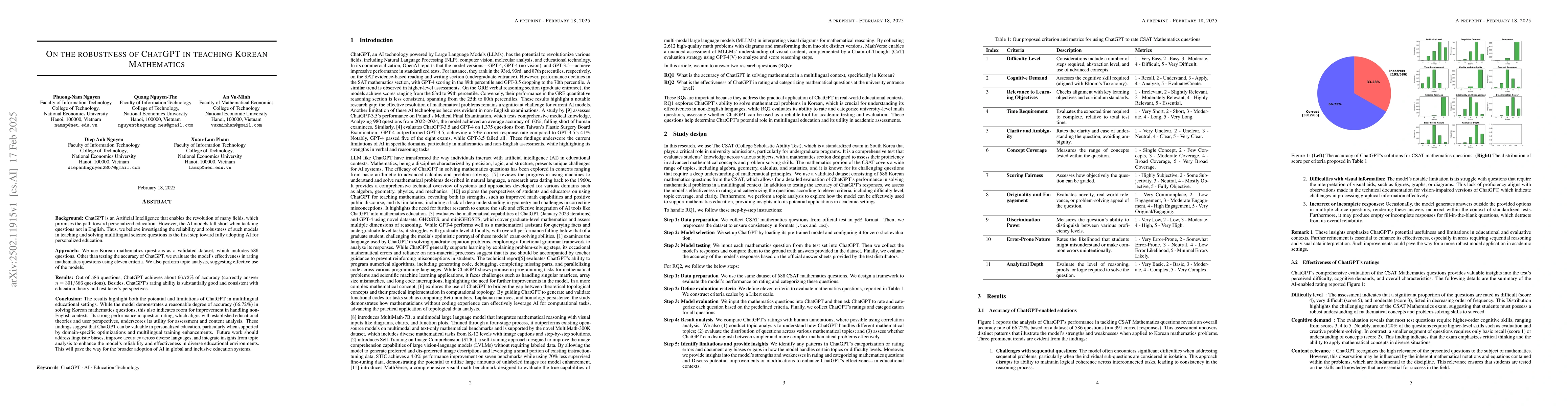 Thumbnail for On the robustness of ChatGPT in teaching Korean Mathematics