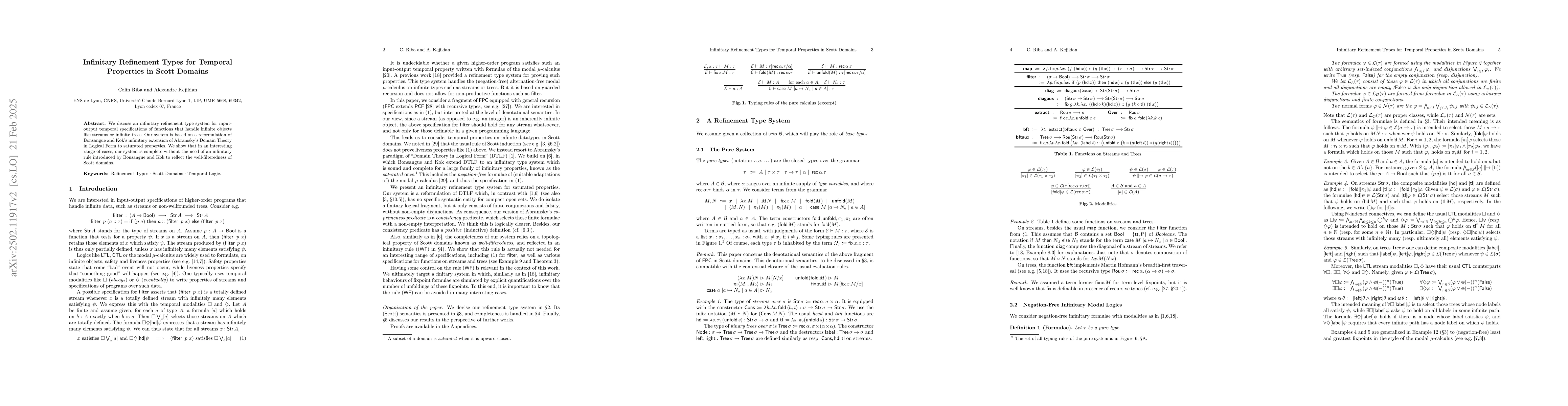 Thumbnail for Infinitary Refinement Types for Temporal Properties in Scott Domains