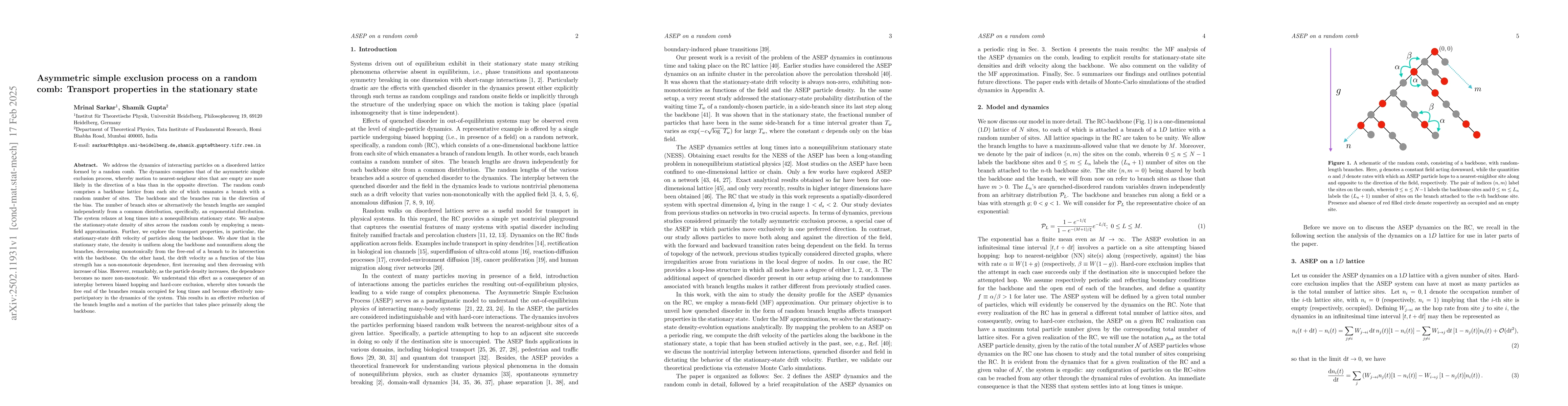 Thumbnail for Asymmetric simple exclusion process on a random comb: Transport
  properties in the stationary state